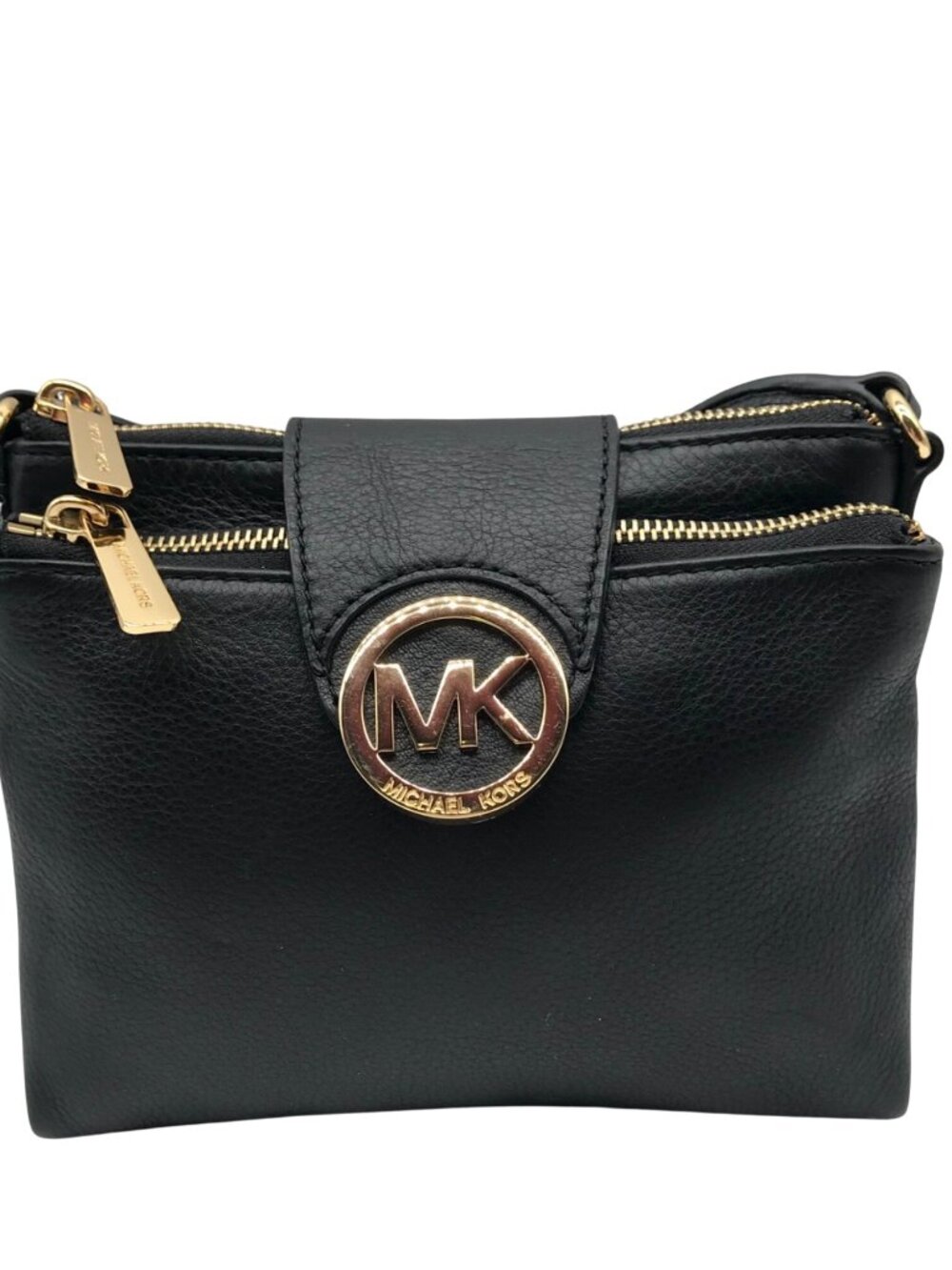 Michael Kors Black Leather Fulton Crossbody Bag